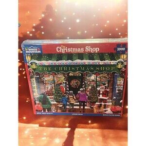The Christmas Shop White Mountain 1000 Piece Jigsaw Puzzle Holiday Trees NEW